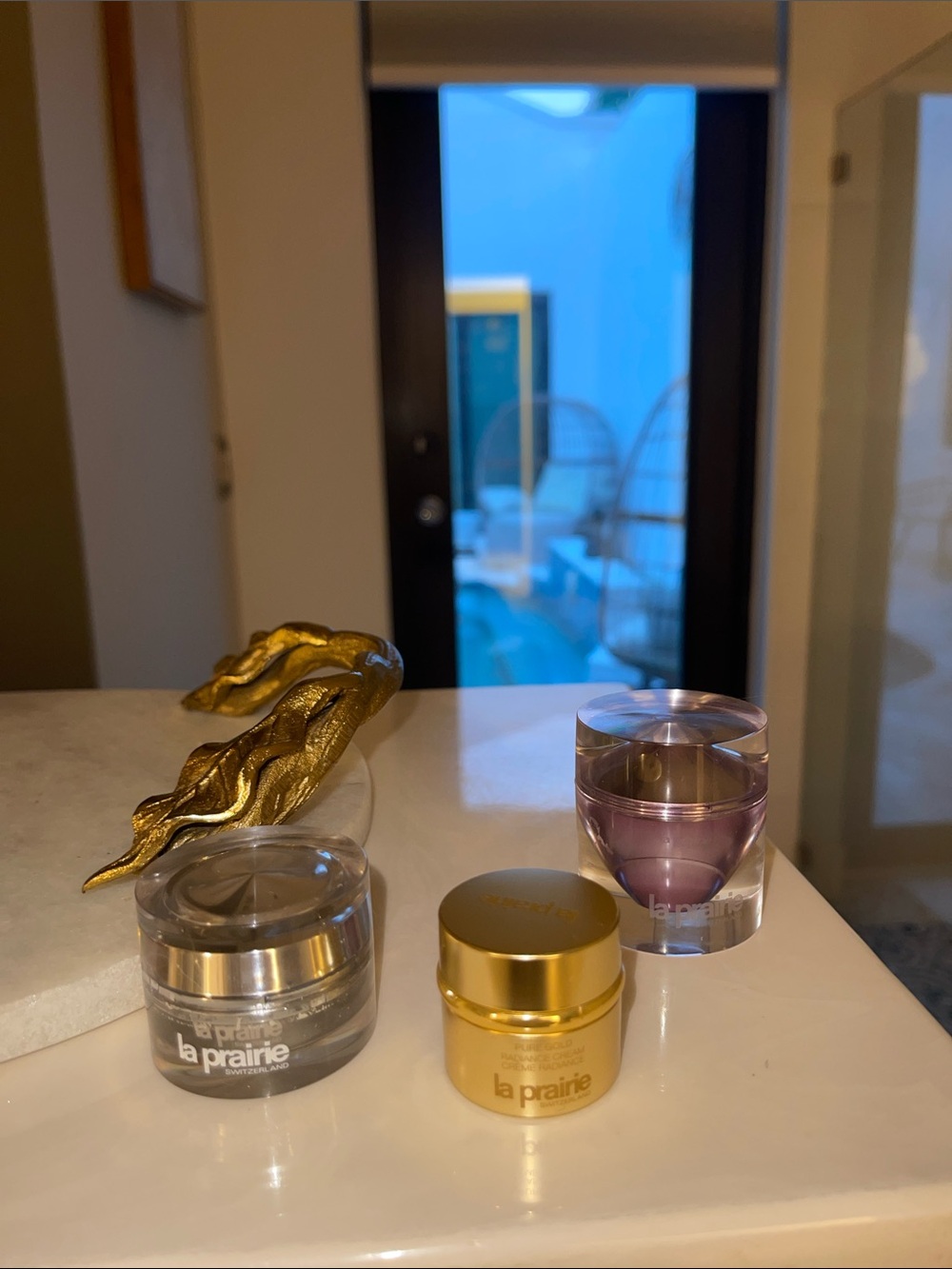 Three La Prairie Empty Trio Jar Set Large Travel Size